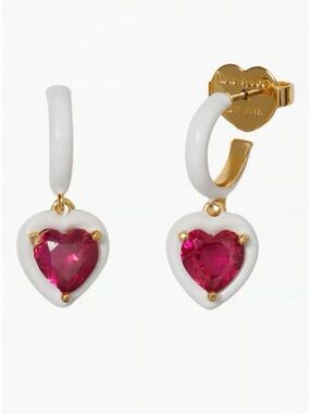 Kate Spade Heart Drop Huggie Hoop Earrings